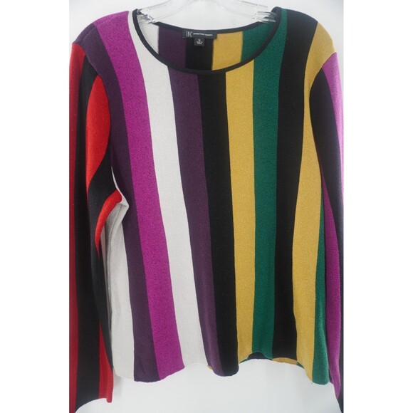 INC Metallic Striped Sweater Multicolor Sparkle Knit Crewneck Pullover Size XL - Picture 6 of 9